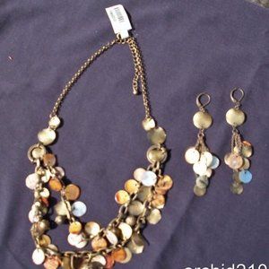 Cache Earring + Necklace New Dangle Event Mixed Metals Lot 2 Match Tops $65 NWT